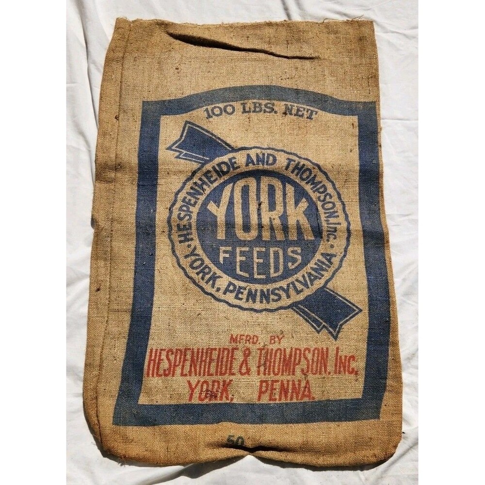 York Feeds 100# Empty Burlap Sack York Pennsylvania